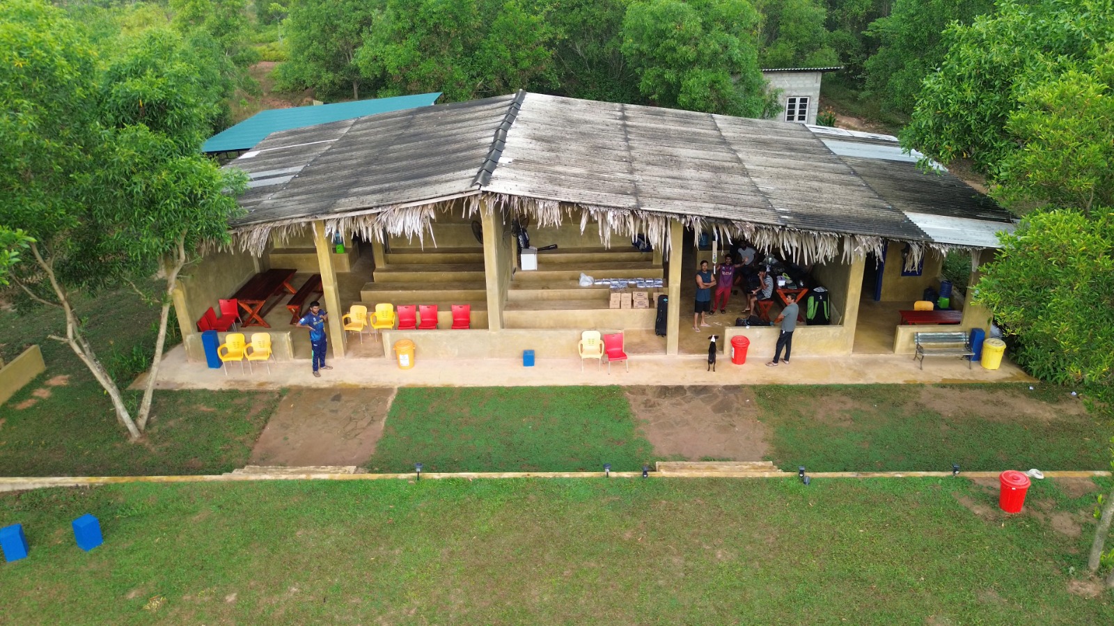 Clubhouse pavilion & team seating - DHH Turf Cricket Grounds Negombo Sri Lanka
